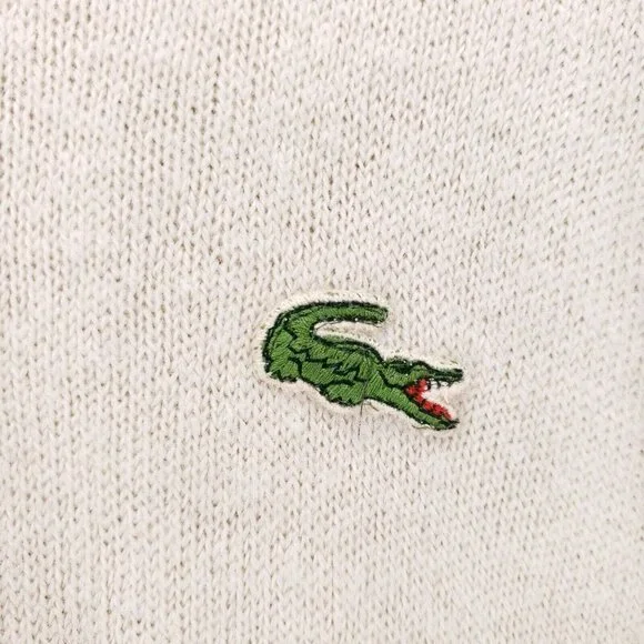 IZOD LACOSTE Vintage Sweater Off White Cream Orlon Acrylic Made in USA Sz LARGE